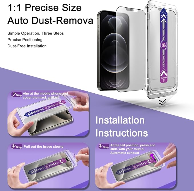 2 Pack Matte Screen Protector for iPhone 12 Pro Max, 9H Tempered Glass