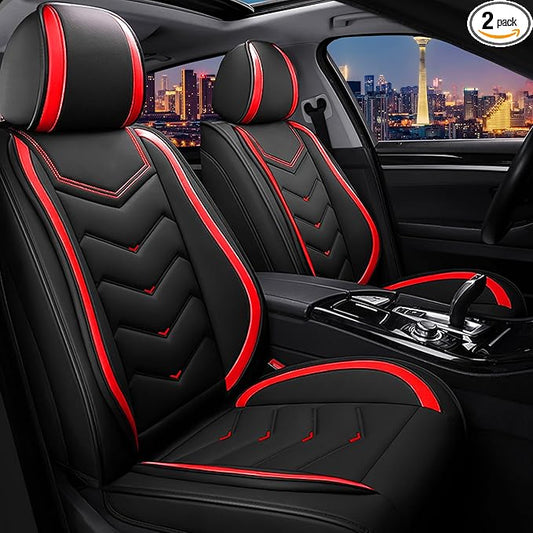 CTDS Car Seat Covers for Honda HR-V 2016-2026, Stylish Sport Seat Cover, Premium Nappa Leather Car Seat Cover. Automobile Seat Covers Sets.(Standard 2 Seats/Black Red)