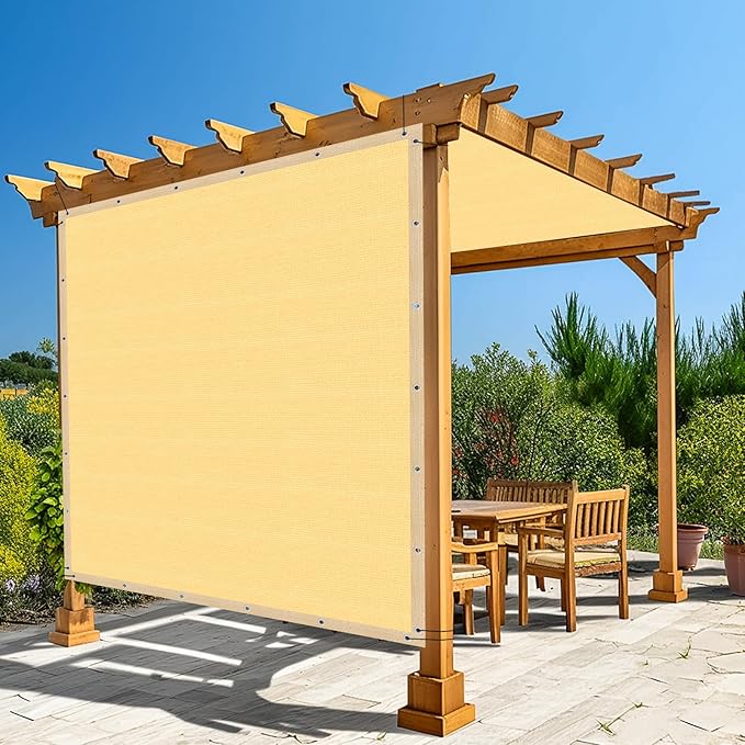 Amagenix 90% Shade Fabric 7'X 20' Sand Sun Shade Cloth with Grommets for Pergola Replacement Shade Cover Canopy, Heavy Duty, Cable Zip Ties Included (We Customized)