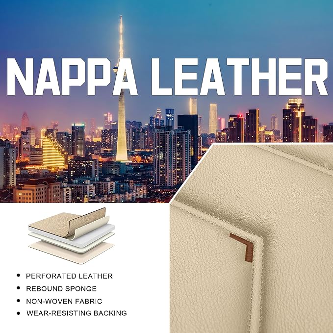 CTDS Car Seat Covers for Jeep Grand Cherokee L 2021-2026, Stylish Sport Seat Cover, Premium Nappa Leather Car Seat Cover. Automobile Seat Covers Sets.(Luxury 5 Seats/Beige)