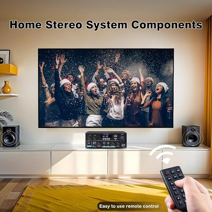 AK55 Bluetooth 5.0 Amplifier Home Audio, 2.0 Channel Max 450W Power Stereo
