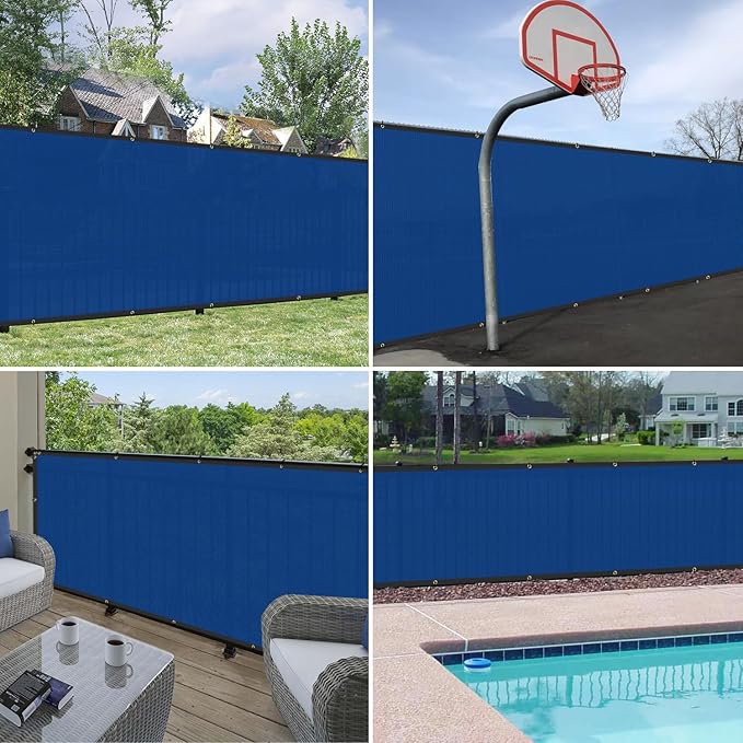 Windscreen4less Privacy Fence Screen Heavy Duty Windscreen Fencing Mesh Fabric Shade Net Cover with Brass Grommtes for Outdoor Wall Garden Yard Pool Deck, 8'x222' Blue