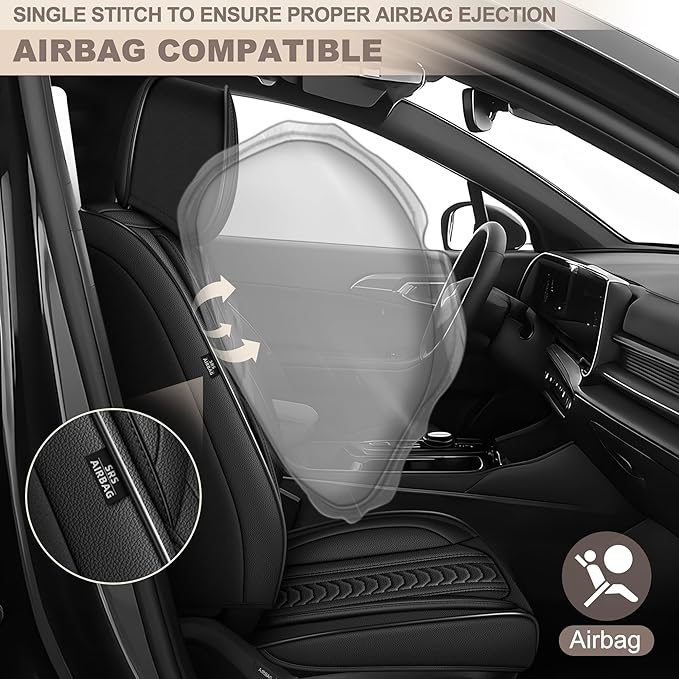 TTX LIGHTING for Kia Sportage 2009-2026 Seat Covers: Waterproof Leather Seat Protector with Airbag Compatible (2 Front Seats,Black)