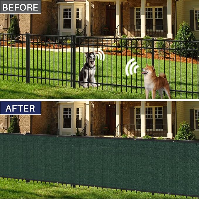 Windscreen4less Privacy Fence Screen Heavy Duty Windscreen Fencing Mesh Fabric Shade Net Cover with Brass Grommtes for Outdoor Wall Garden Yard Pool Deck, 8'x86' Green
