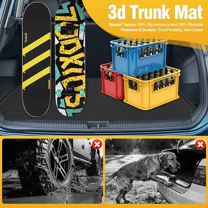Trunk Liner Cargo Liners for Chevrolet Equinox EV Electric 2024 2025 2026 Rear Trunk Floor Mats 3D Boot Tray All-Weather TPE Black