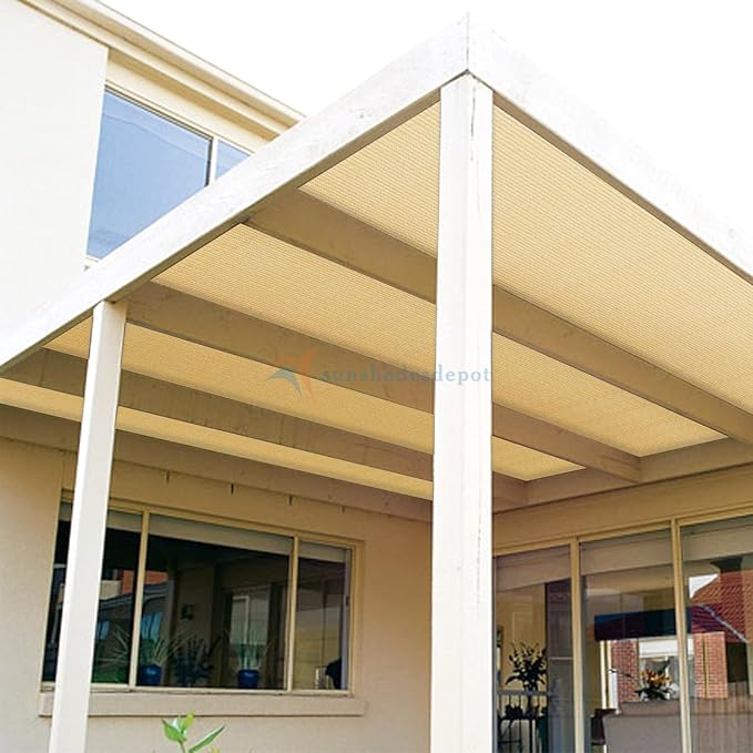 TANG Sun Shade Fabric Roll 8'x23' Shade Cloth for Garden Beige HDPE Mesh Shading Pergola Cover Replacement Canopy, 95% Blockage Sunshades for Outdoor Patio Backyard Plant