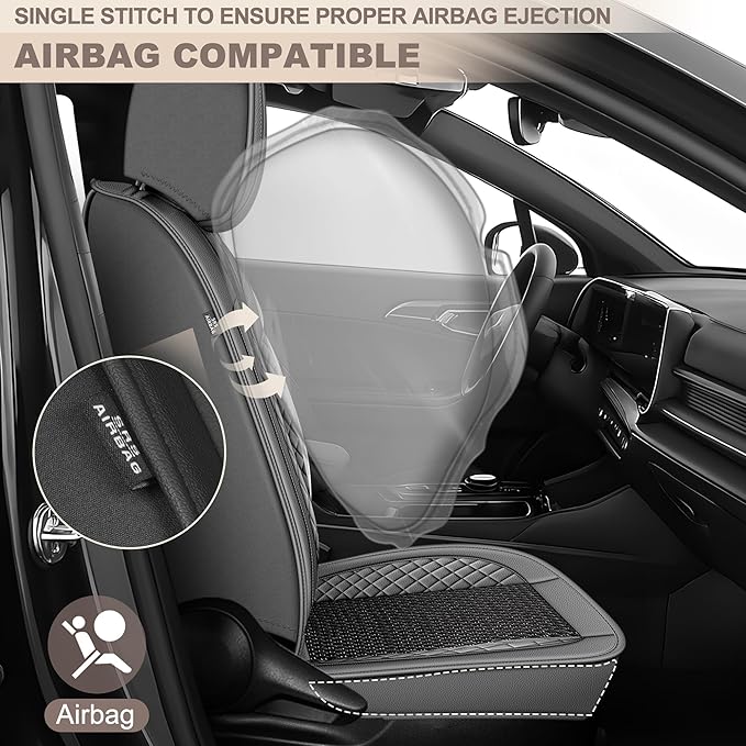 TTX LIGHTING for Hyundai Tucson 2005-2026 Car Seat Covers, Breathable Ice Silk & Leather Seat Protector, Cool & Anti-Sweat for Long Driving, Airbag Compatible, 5 Seats Full Set (Black&Gray)