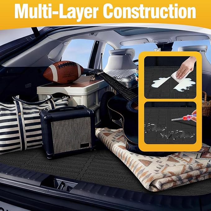 Trunk Liner Cargo Liners for KIA Telluride 2020-2025 Rear Trunk Floor Mats with Backrest Mat 3D Boot Tray All-Weather TPE Black