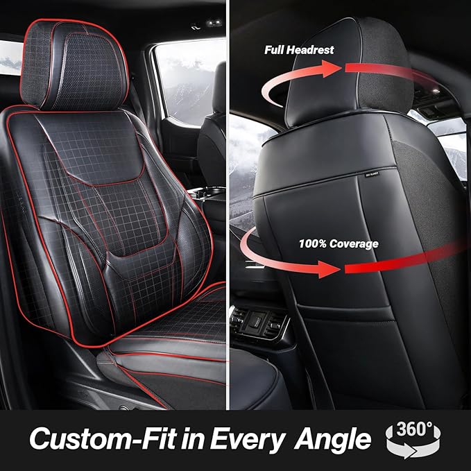 Coverland Custom Fit Car Seat Covers for Car Compatible with [Mazda3, Versa, Corolla, Corolla iM, Jetta] Premium Waterproof Non-Slip Interior Seat Protector [Full Set Black - Size Chart X60]