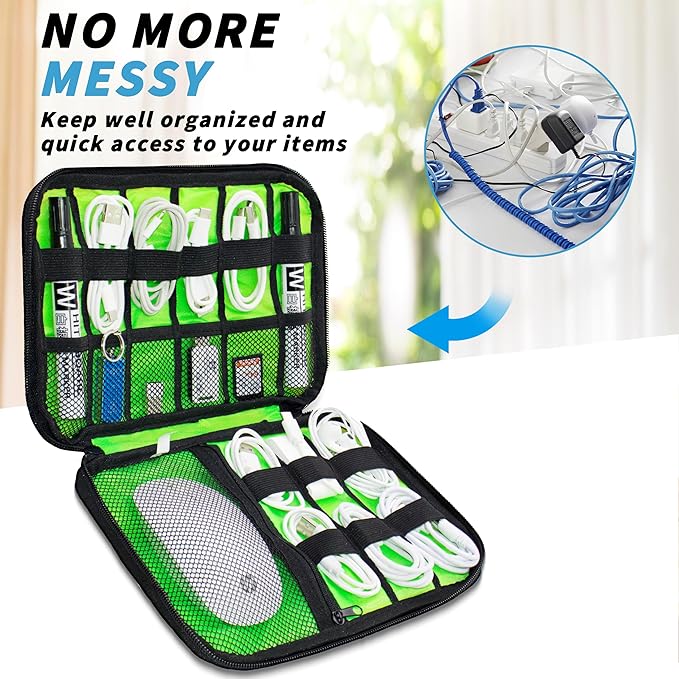 Electronics Organizer, Portable Cable Organizer Bags, Travel Electronic Accessories Storage Case for Cables, Cords, Charger, Phone (Purple)