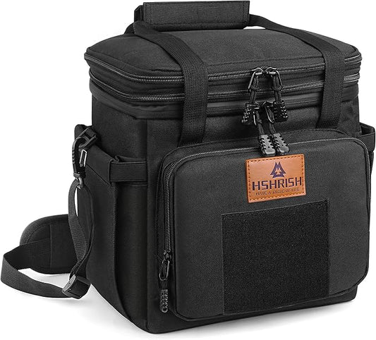 HSHRISH Lunch Box for men, Large Expandable Insulated Lunch Bag, Durable Waterproof Leakproof Tactical Cooler Bag for Adults Men to Work Picnic Beach Day Trips, 24 Cans/16 L, Black