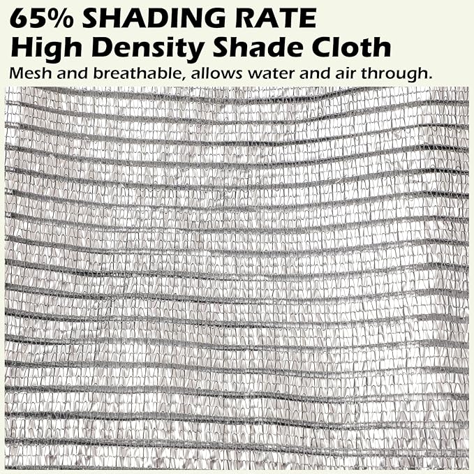 65% Aluminum Foil Shade Cloth with Grommets,12ft x 12ft, Mesh Sun Block Fabric Cover, Canopy, Privacy Screen for Outdoor Patio, Garden, Backyard, Silver