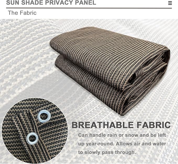 Alion Home Sun Shade Privacy Panel with Grommets and Hems on 4 Sides for Patio, Awning, Window, Pergola or Gazebo - Mocha Brown (10' x 12')