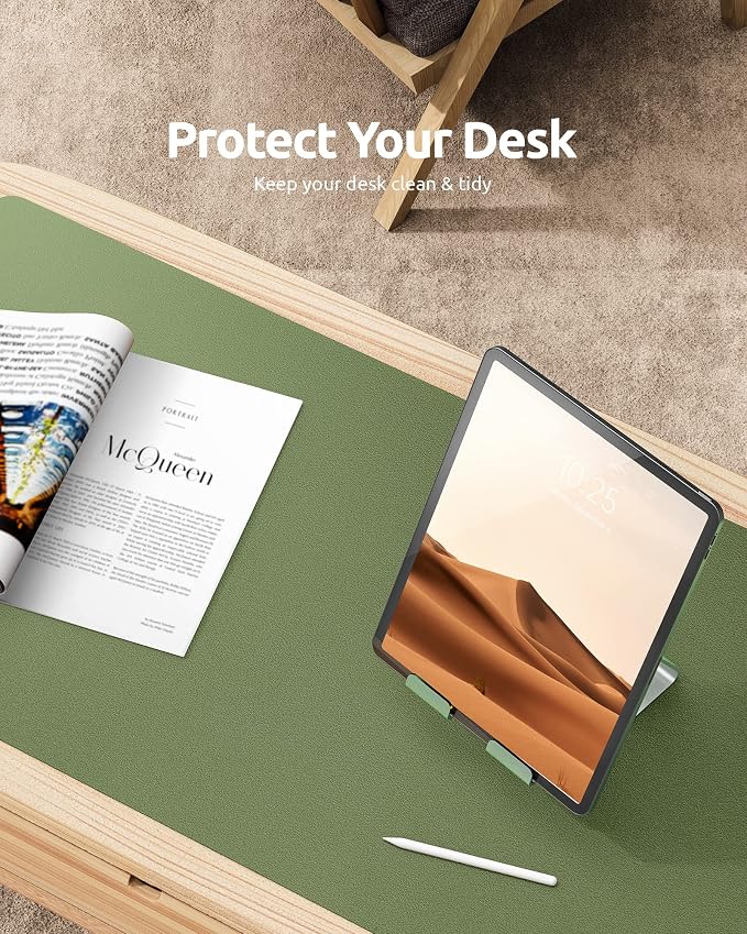 YSAGi Leather Desk Protector, Office Mat, Large Mouse Pad, Non-Slip PU Leather