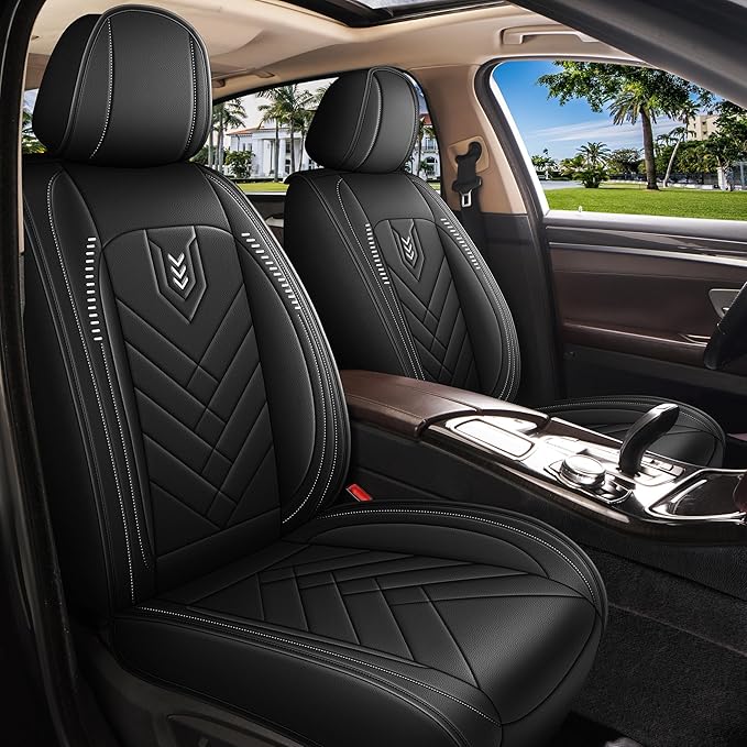 AOMSAZTO Car Seat Covers Full Set Fit for Nissan Murano 2011-2025 2026 Waterproof Faux Leather Car Seat Cushions Automotive 5 Seat Covers Set（Black）