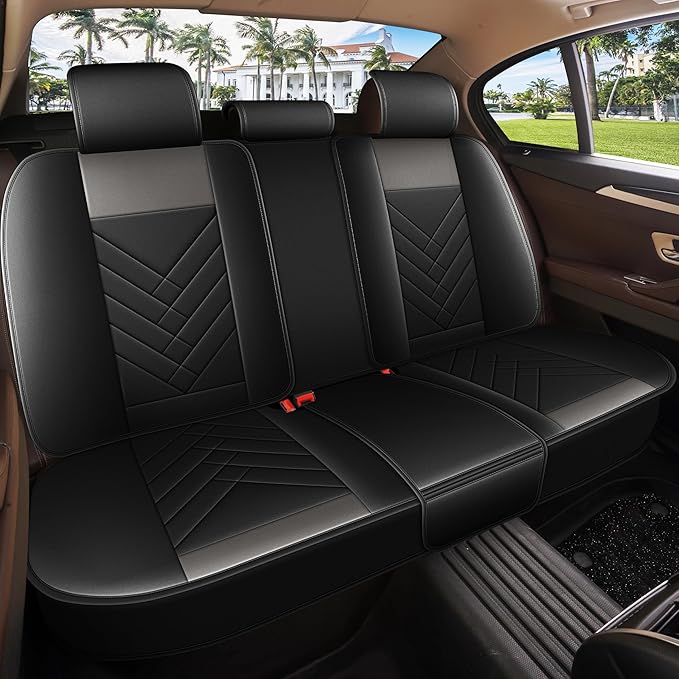 AOMSAZTO Car Seat Covers Full Set Fit for Nissan Maxima 2011-2023 Waterproof Faux Leather Car Seat Cushions Automotive 5 Seat Covers Set（Black&Grey）