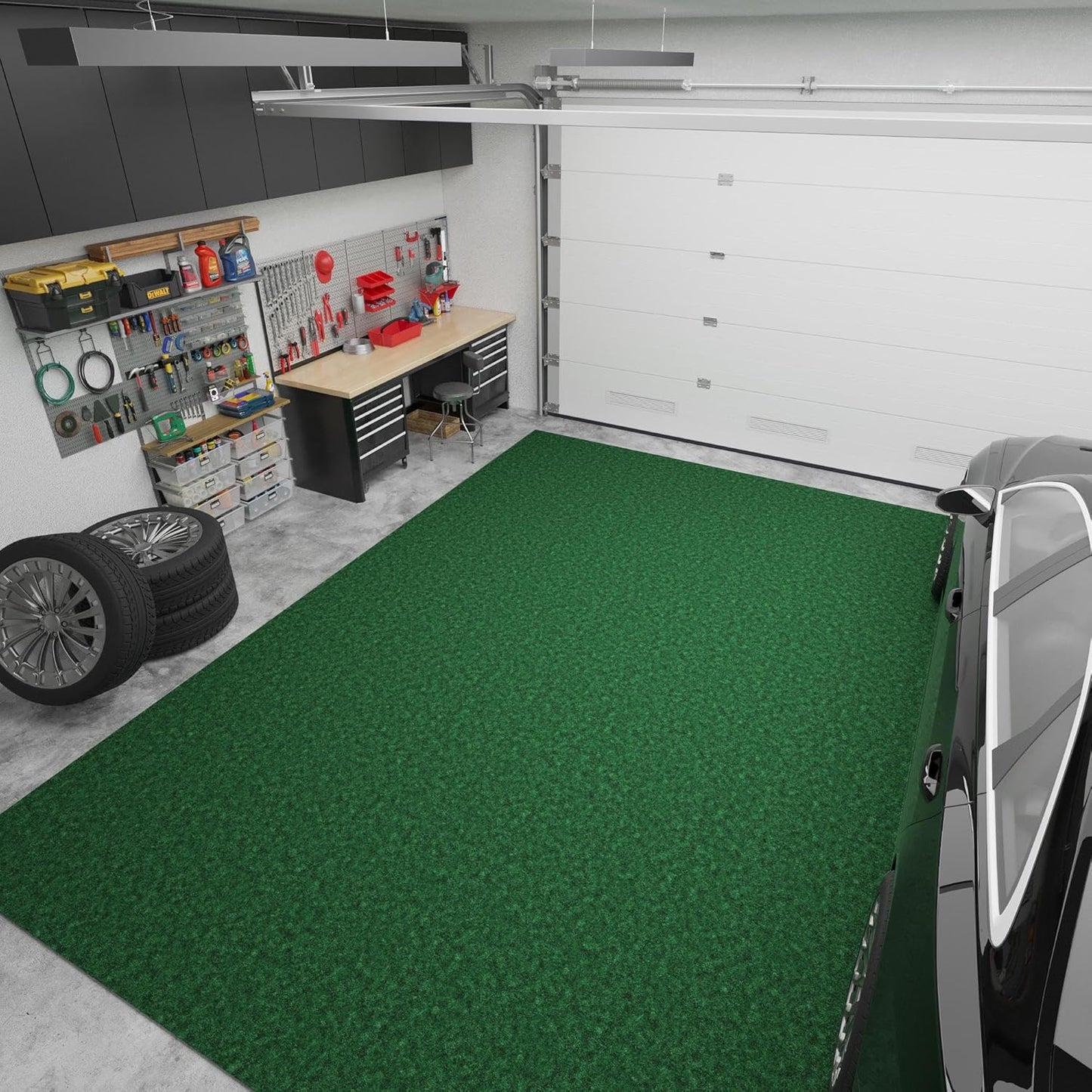 Ottomanson 6'6" x 12' Mud Mat Area Rug Scraper Carpet - Non-Slip, Dirt Trapping for Indoor & Outdoor Use - Ideal for Entryway, Garage, Kitchen, Patio & High-Traffic Areas, Green