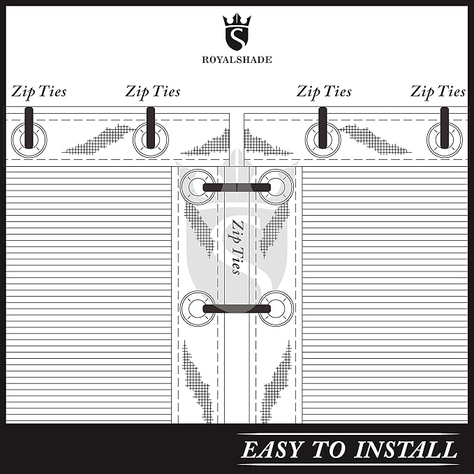Royal Shade Custom Size 5' x 68' White Fence Privacy Screen Windscreen Cover Netting Mesh Fabric Cloth - Cable Zip Ties Included (We Make Custom Size)