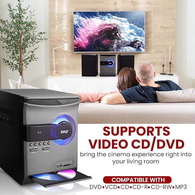 Pyle Home Stereo Shelf System - 30W Wireless BT Streaming