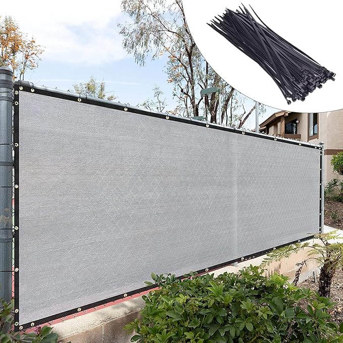 Royal Shade Custom Size 6' x 115' Grey Fence Privacy Screen Windscreen Cover Netting Mesh Fabric Cloth - Cable Zip Ties Included (We Make Custom Size)