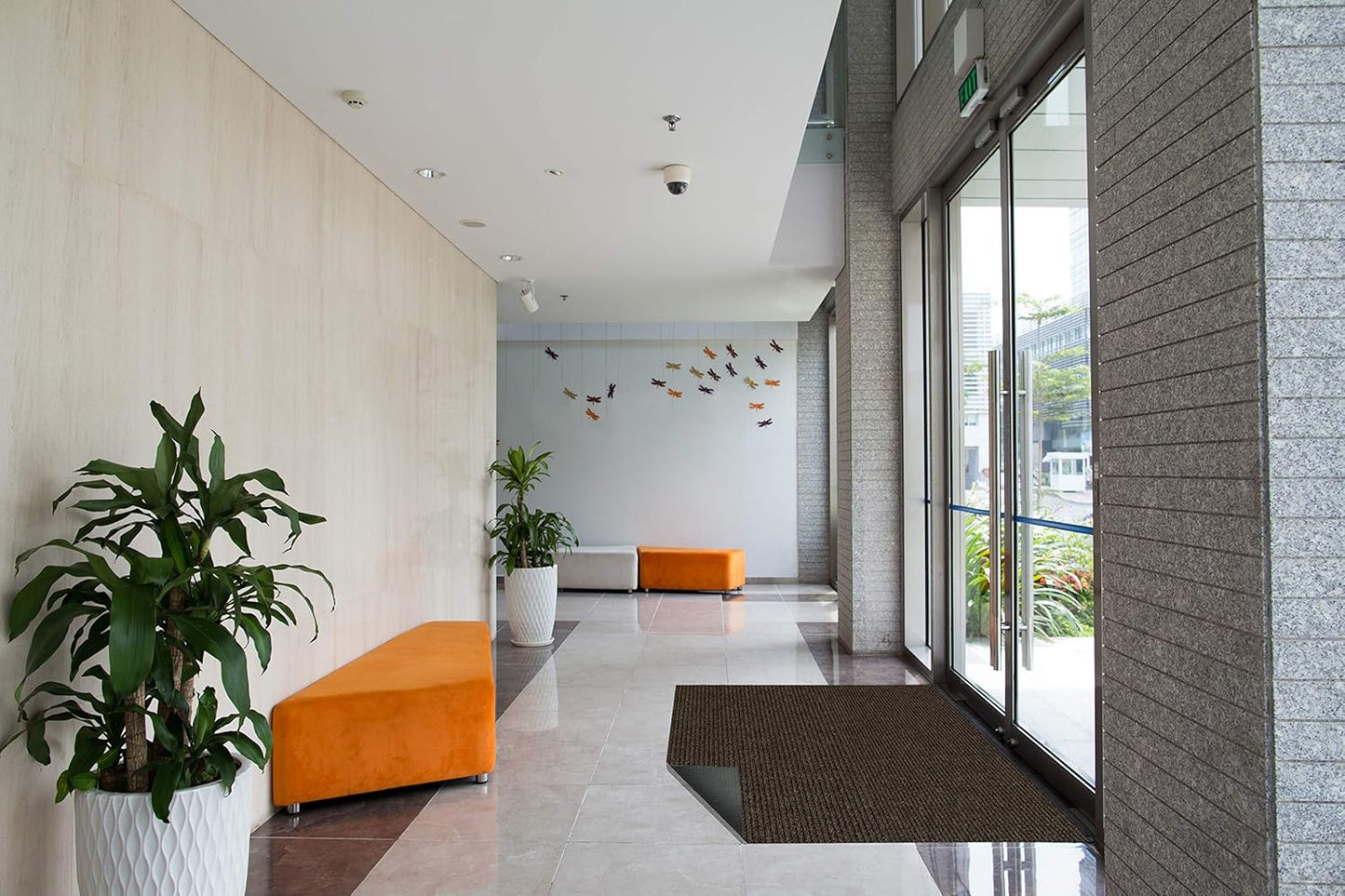 KOECKRITZ Heavy Duty Durable All Weather Indoor/Outdoor Non Slip Entrance Mat Rugs and Runners for Office Business Building Home Garage Front Door (5' x 19', Brick)