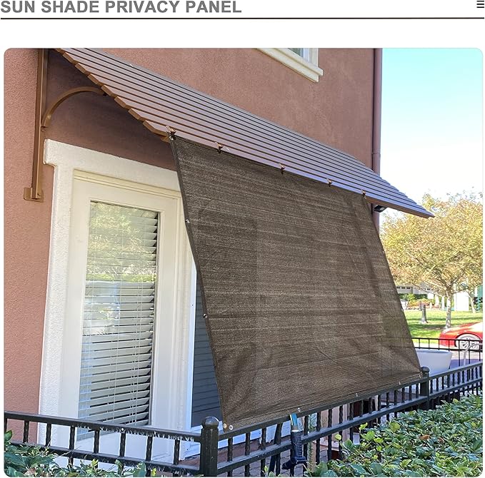 Alion Home Sun Shade Privacy Panel with Grommets and Hems on 4 Sides for Patio, Awning, Window, Pergola or Gazebo - Mocha Brown (10' x 12')