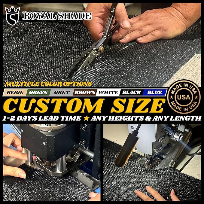 Royal Shade Custom Size 6' x 85' Beige Fence Privacy Screen Windscreen Cover Netting Mesh Fabric Cloth - Cable Zip Ties Included (We Make Custom Size)