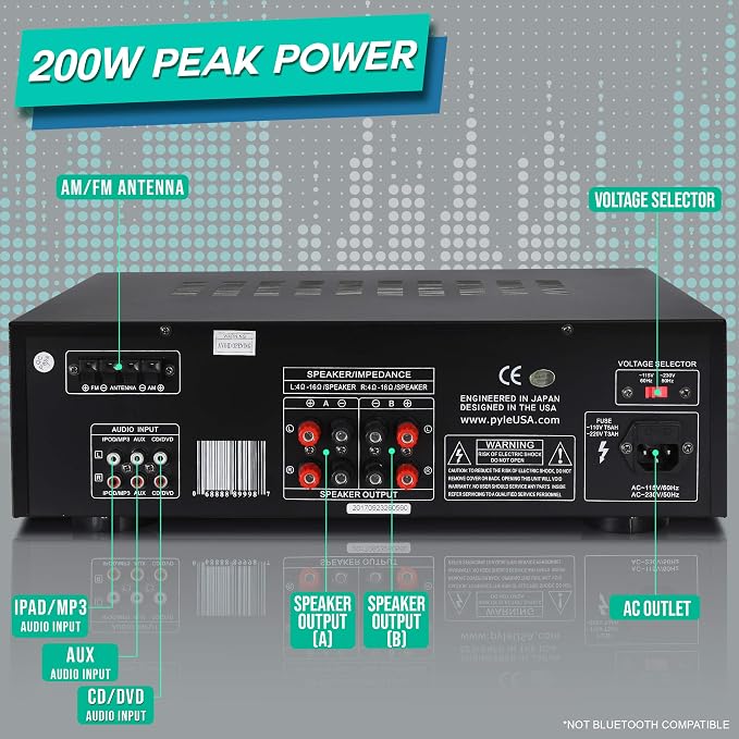 Pyle 200W Home Audio Power Amplifier
