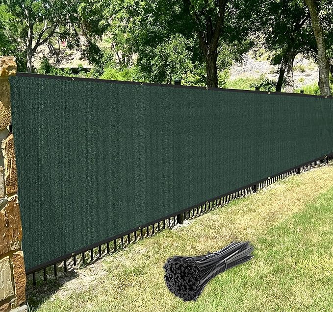 Windscreen4less Privacy Fence Screen Heavy Duty Windscreen Fencing Mesh Fabric Shade Net Cover with Brass Grommtes for Outdoor Wall Garden Yard Pool Deck, 8'x108' Green